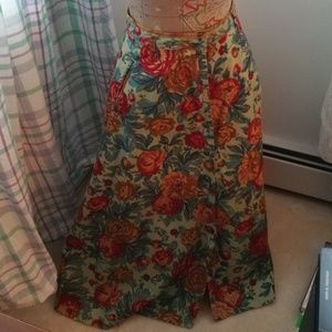 Vintage Lizsport Long floral cotton skirt